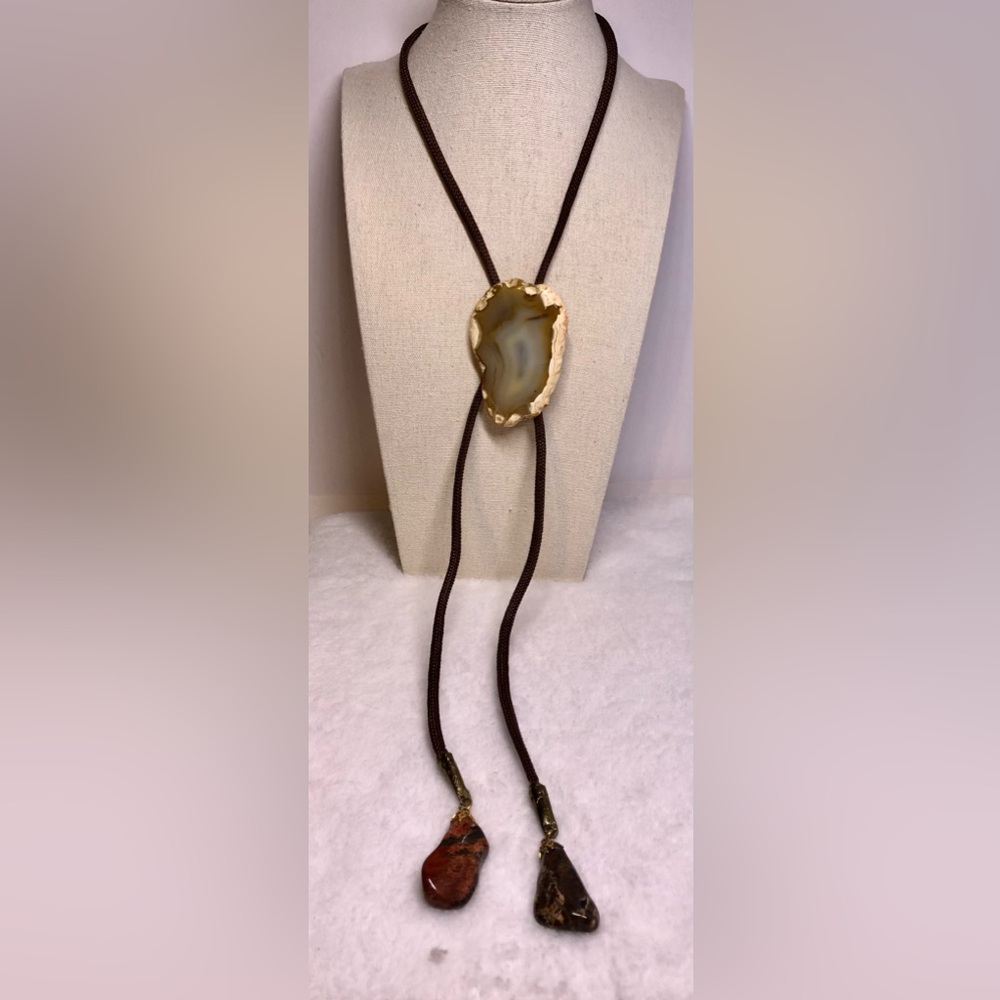 Natural Gemstone Bolo Tie Brown Tones